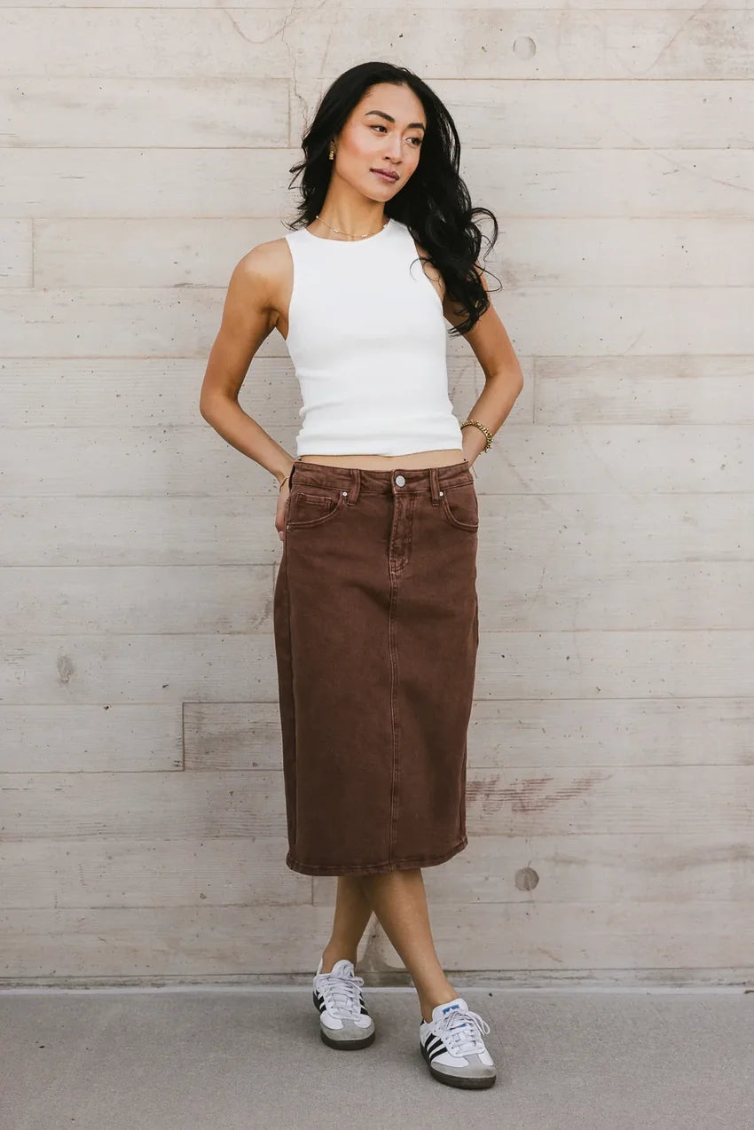 Jordan Denim Skirt in Brown