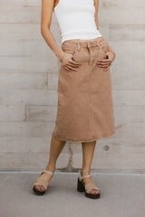 Jordan Denim Skirt in Tan