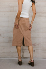 Jordan Denim Skirt in Tan