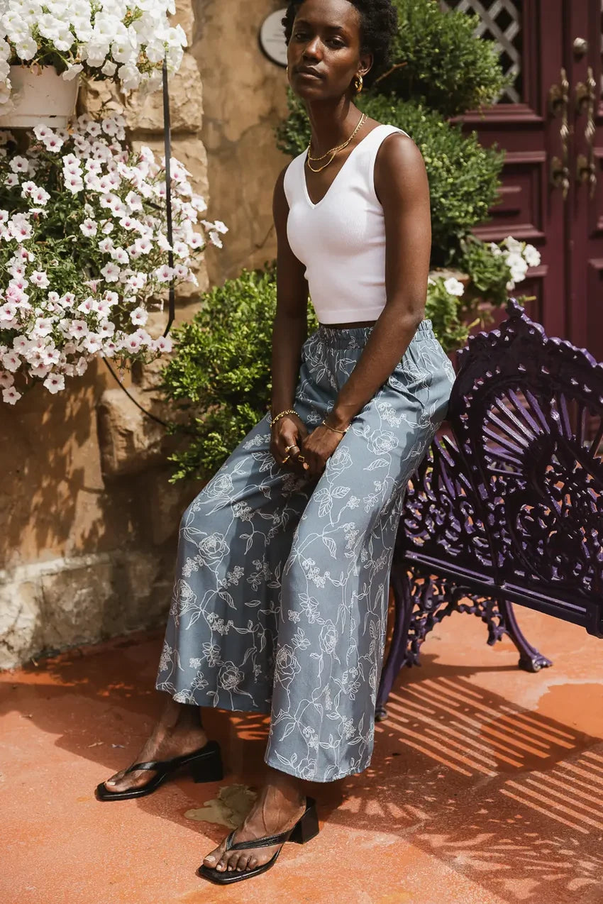 Tallulah Floral Pants in Blue