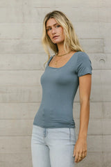 Scoop Neck Tee in Slate