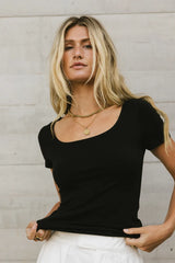Scoop Neck Tee in Black
