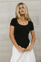Scoop Neck Tee in Black