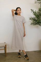 Hudson Striped T-Shirt Dress in Cream