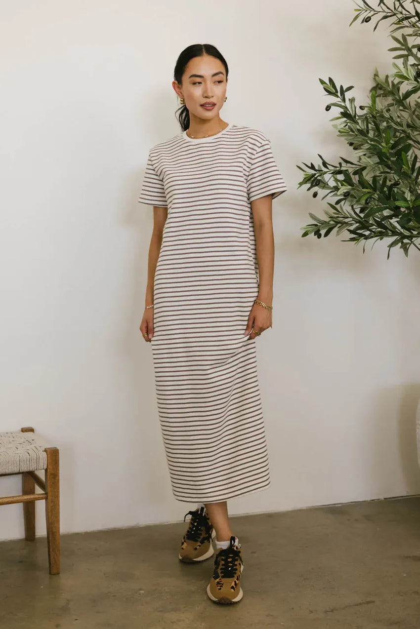 Hudson Striped T-Shirt Dress in Cream
