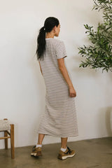 Hudson Striped T-Shirt Dress in Cream
