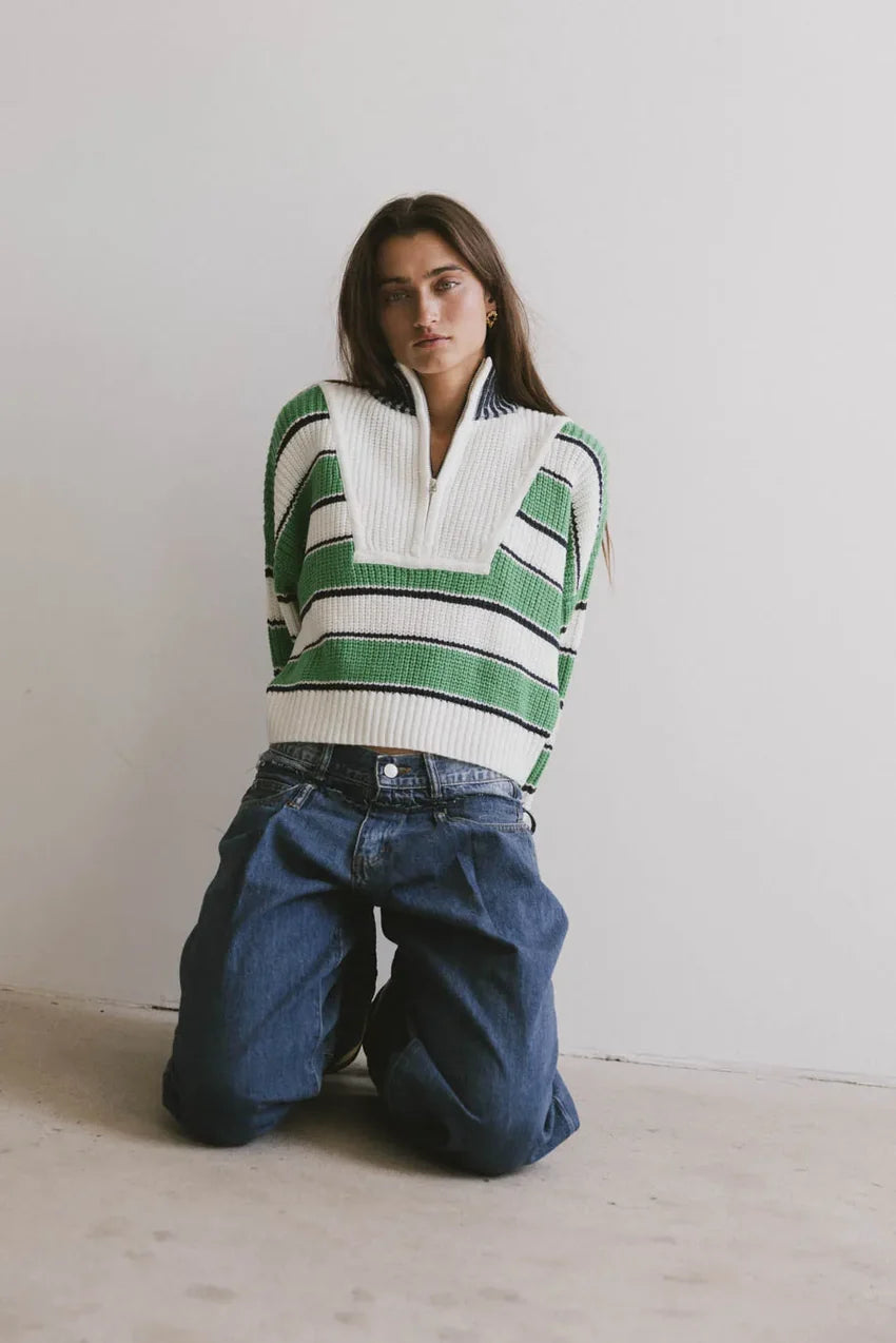 Kandy Half Zip Sweater in Green