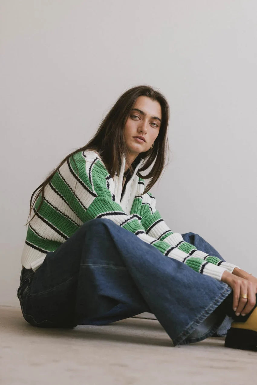 Kandy Half Zip Sweater in Green