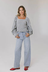 Brinklee Smocked Blouse in Blue