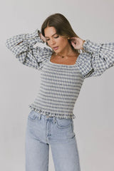 Brinklee Smocked Blouse in Blue