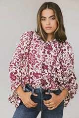 Nona Dolman Sleeve Blouse in Burgundy