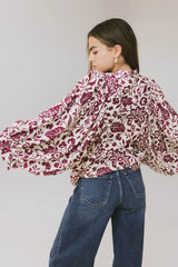 Nona Dolman Sleeve Blouse in Burgundy
