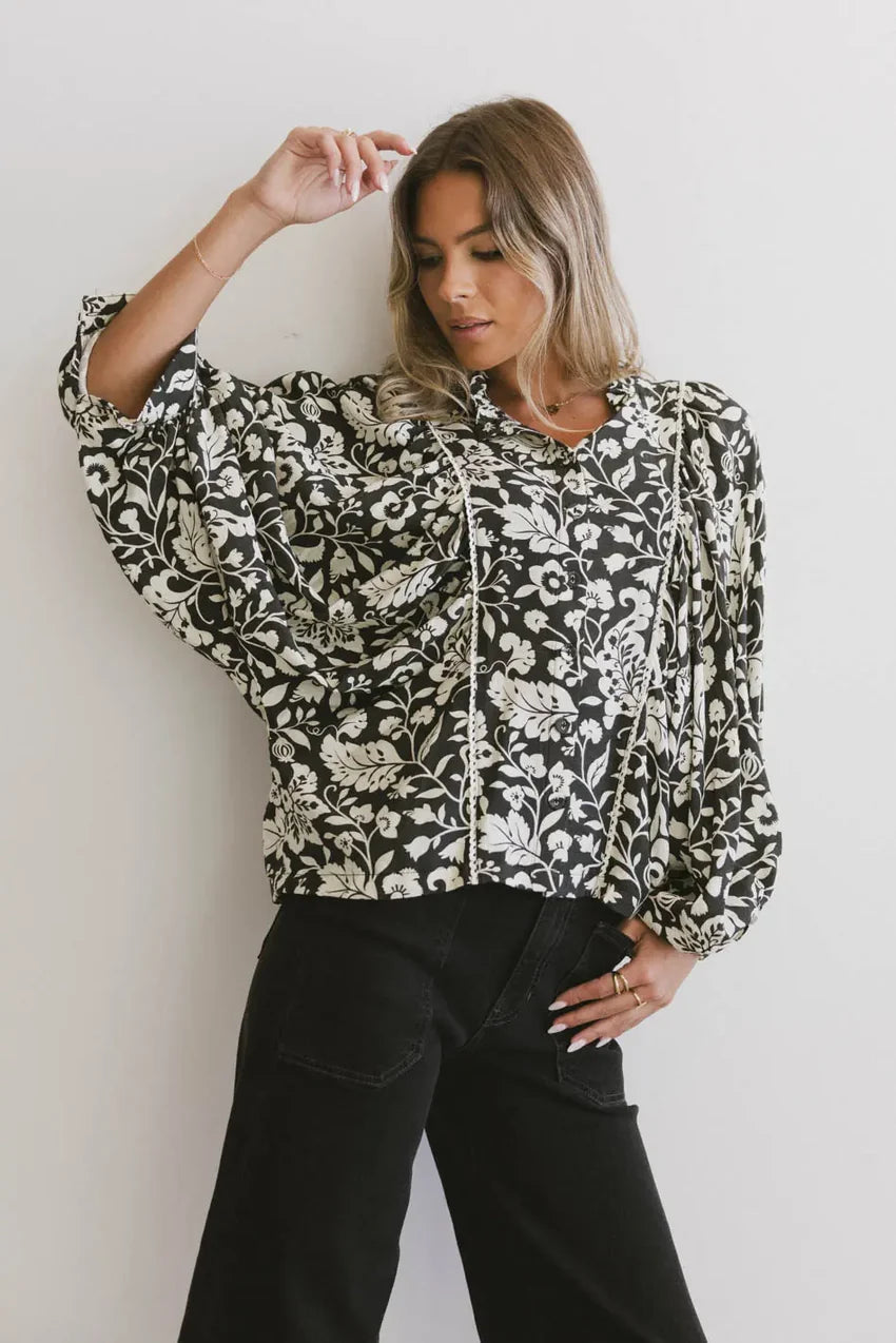Nona Dolman Sleeve Blouse in Black