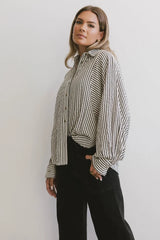 Niri Striped Button Up in Charcoal