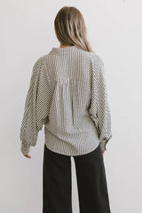 Niri Striped Button Up in Charcoal