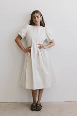 Eliana Pleated Midi Dress in Cream
