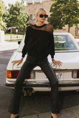 Sandry Tulle Crewneck in Black