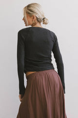 Cosette Ribbed Ruched Top in Charcoal
