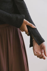 Cosette Ribbed Ruched Top in Charcoal