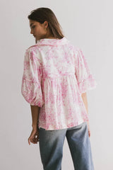 Madison Floral Blouse in Pink
