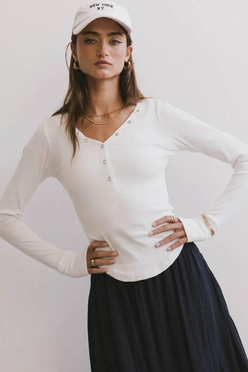 Zela Ribbed Top in Ivory