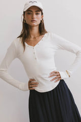 Zela Ribbed Top in Ivory