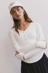 Zela Ribbed Top in Ivory