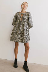 Tyler Peplum Mini Dress in Leopard