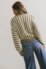 Baila Striped Sweater in Moss