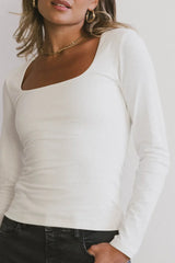 Tatiana Scoop Neck Top in Cream