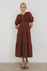 Leandra Midi Dress in Burgundy