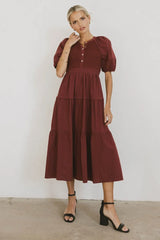 Leandra Midi Dress in Burgundy