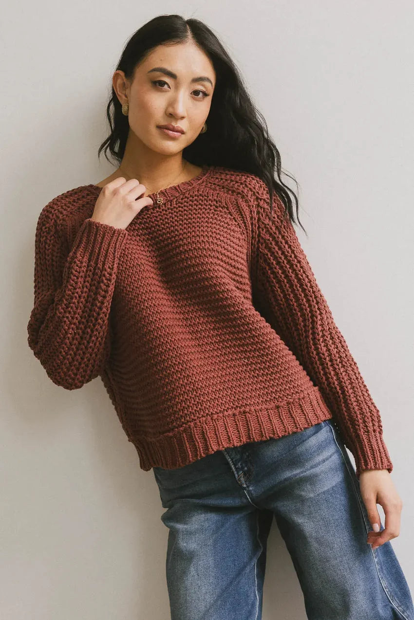 Juniper Textured Sweater in Berry