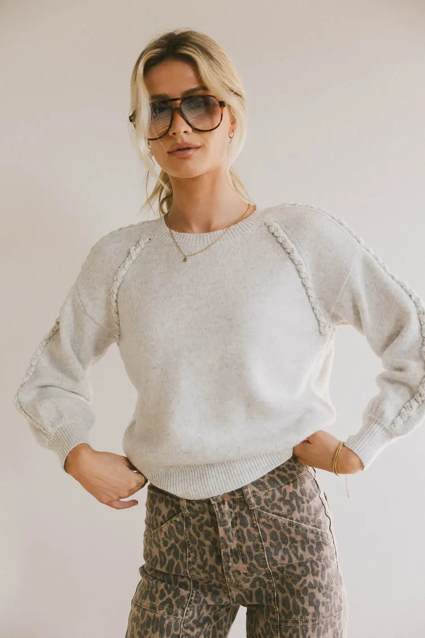 Leony Braided Sweater in Grey