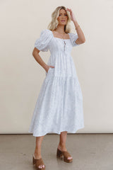 Kelsie Floral Midi Dress in Blue