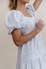 Kelsie Floral Midi Dress in Blue
