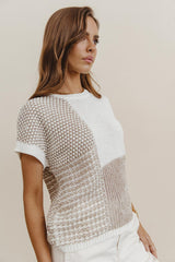 Bennie Colorblock Sweater in Taupe