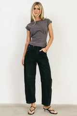 Tam Pleated Top in Charcoal
