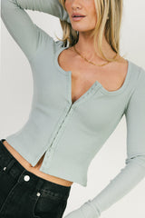 Abigail Waffle Knit Top in Baby Blue