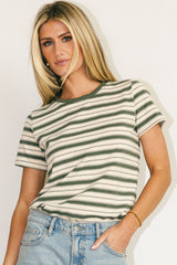Kelly Striped Tee in Jade