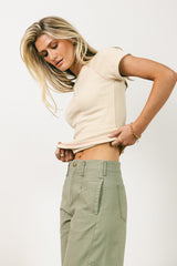 Kammie Ribbed Basic Tee in Beige