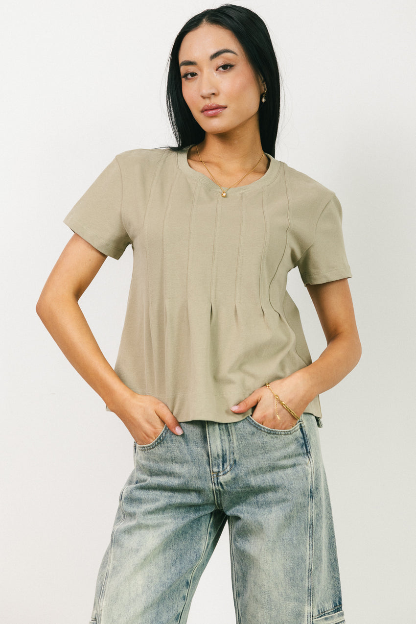 Cattelain Pleated Top in Olive