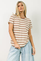 Kelly Striped Tee in Taupe