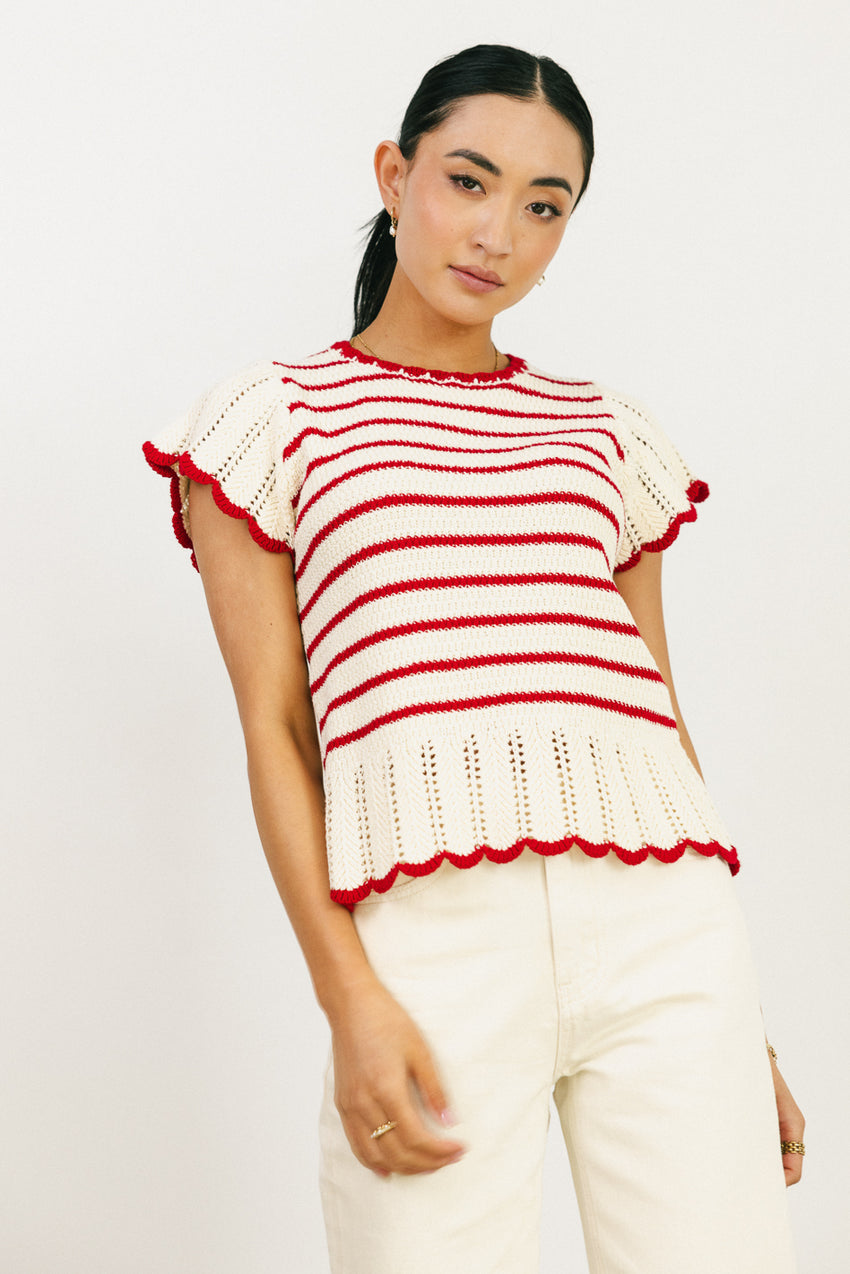 Georgie Striped Sweater in Red