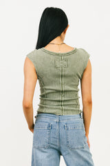 Penny Cap Sleeve Top in Olive