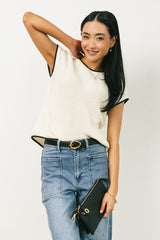 Harmony Contrast Sweater in Cream
