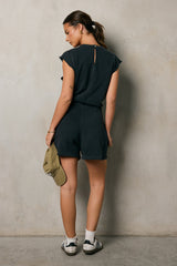 Remi Cutoff Romper in Black