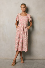 Mica Embroidered Midi Dress