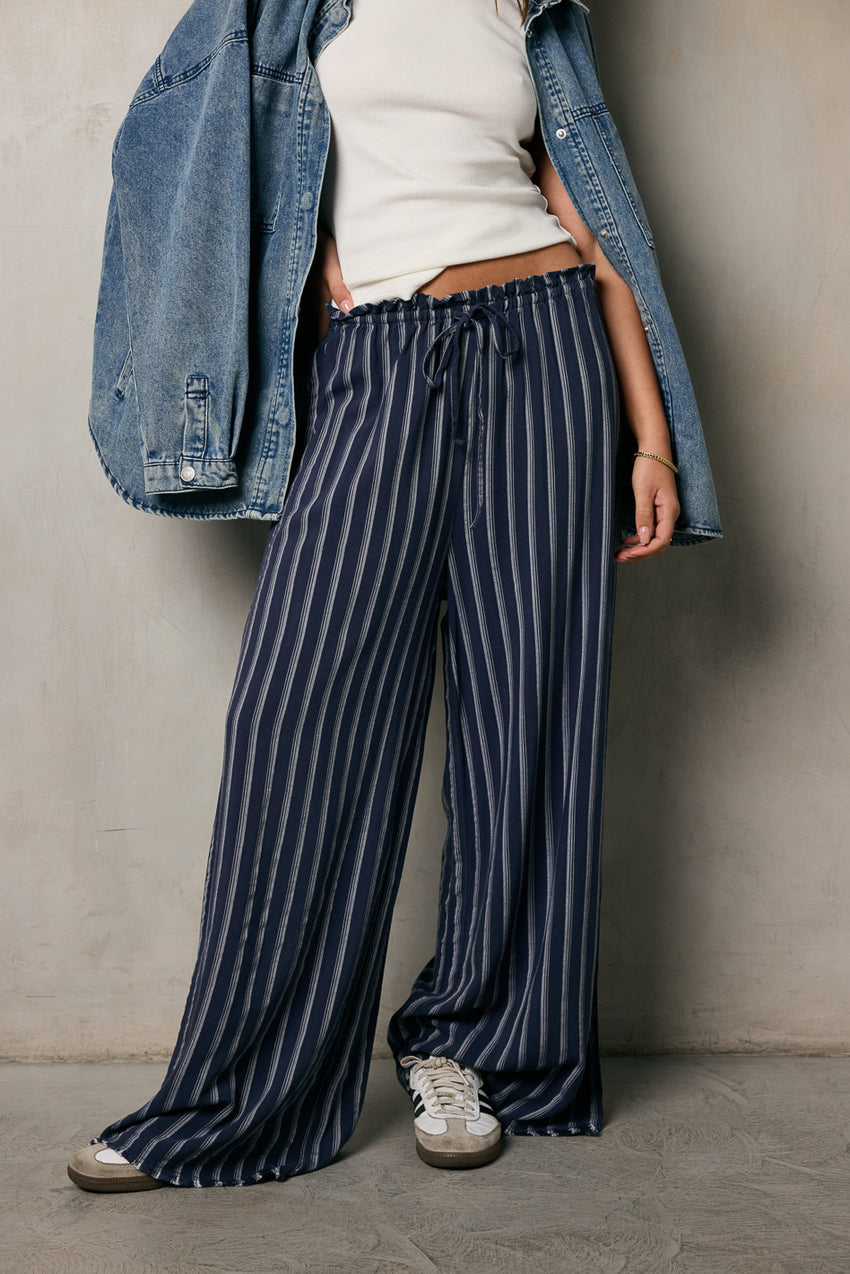Ronan Striped Pants in Navy