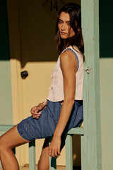 Annelise Embroidered Vest in Oatmeal